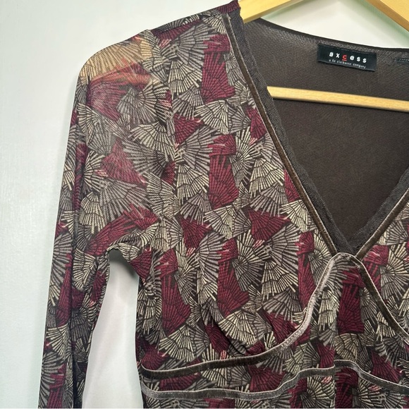 Axcess Y2K Long Sleeve Sheer Top. Size: Medium. - Picture 2 of 5